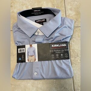 Kirkland Signature Dress Shirt Button Up Blue long sleeve size XL New with tags